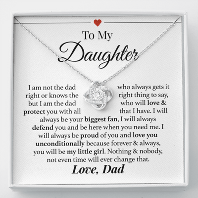 To My Daughter Necklace - I Will Always Be Your Biggest Fan Love, Dad Love Knot Necklace