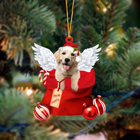 Golden Retriever 2 Angel Gift From Santa Christmas Ornament Custom S