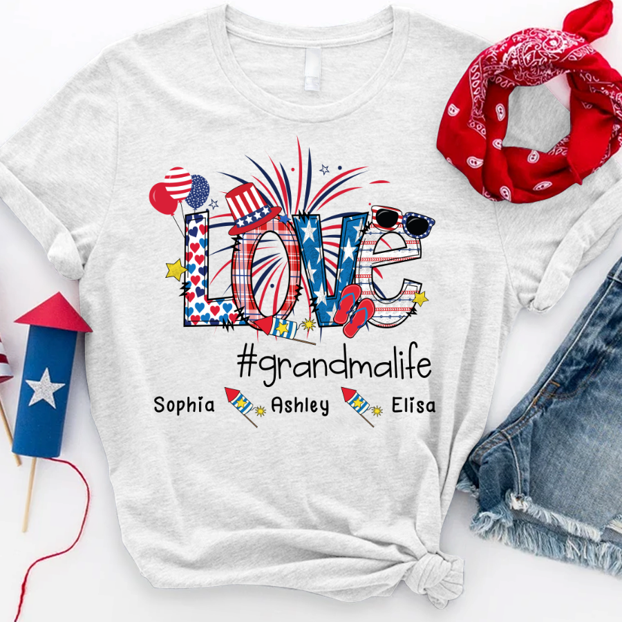 Personalized Mama Bear Patriotic Heart Shirt 4Th Of July Gift Unisex S-5Xl
