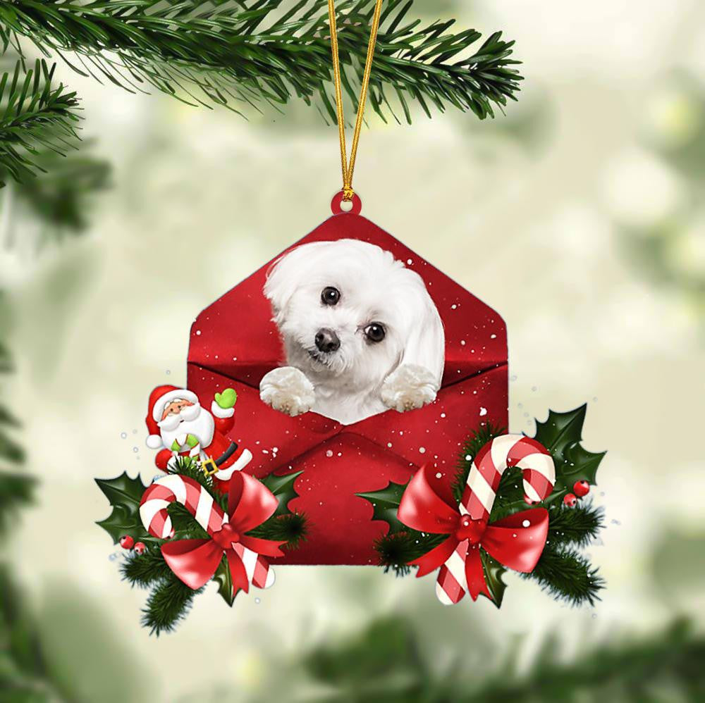 Maltese christmas outlet ornament