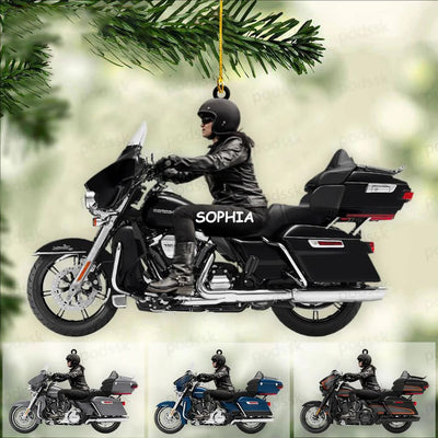 2022 Personalized Biker Woman Harley Motorcycle Christmas Ornament for Biker Gangster Lovers, Gift for Wife