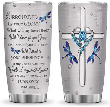 20oz Printed I Can Only Imagine Faith Jewelry, Tumbler Cup with Lid, D