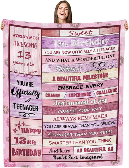 13 Year Old Girl Gifts for Birthday Blanket,13th Birthday