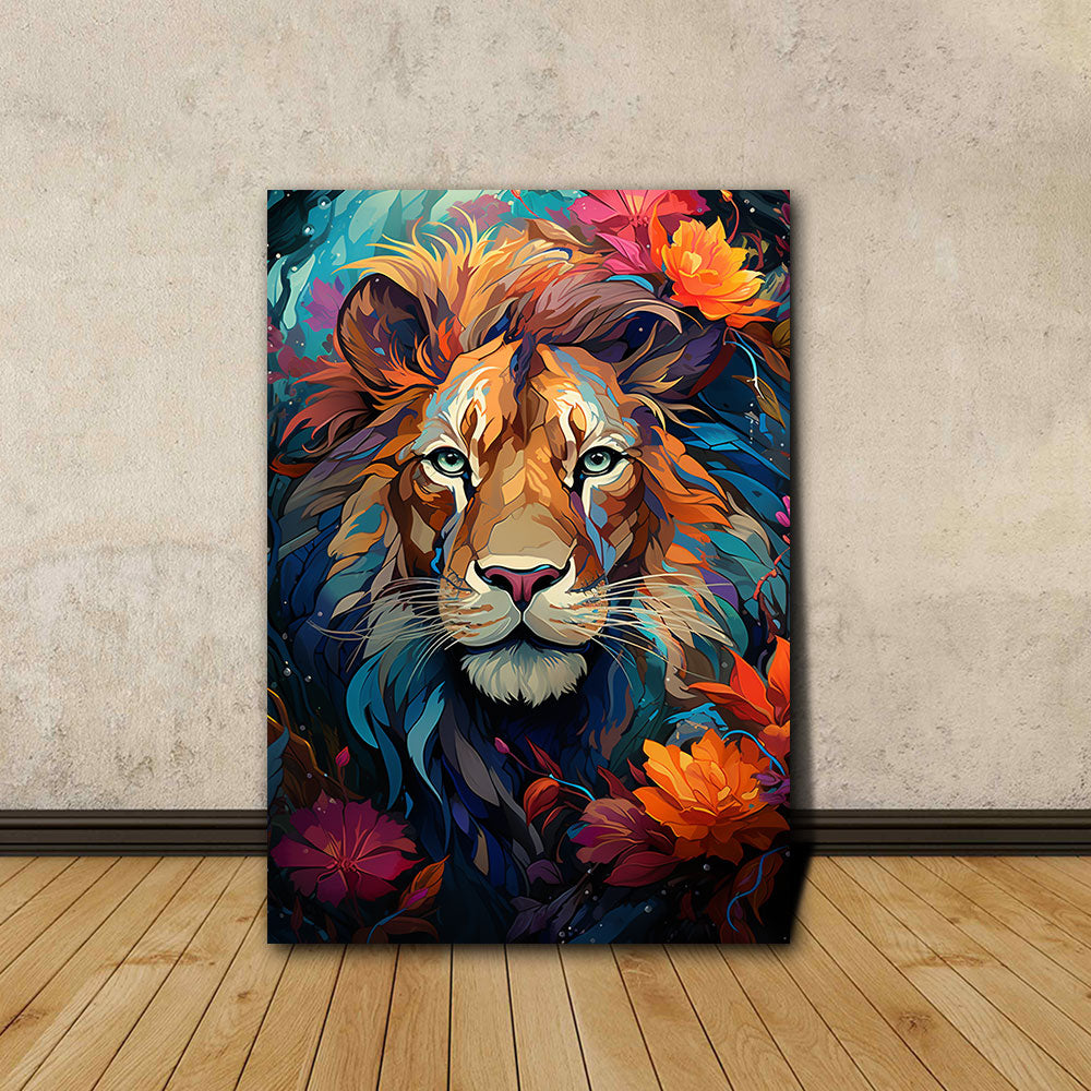 Colorful deals lion painting