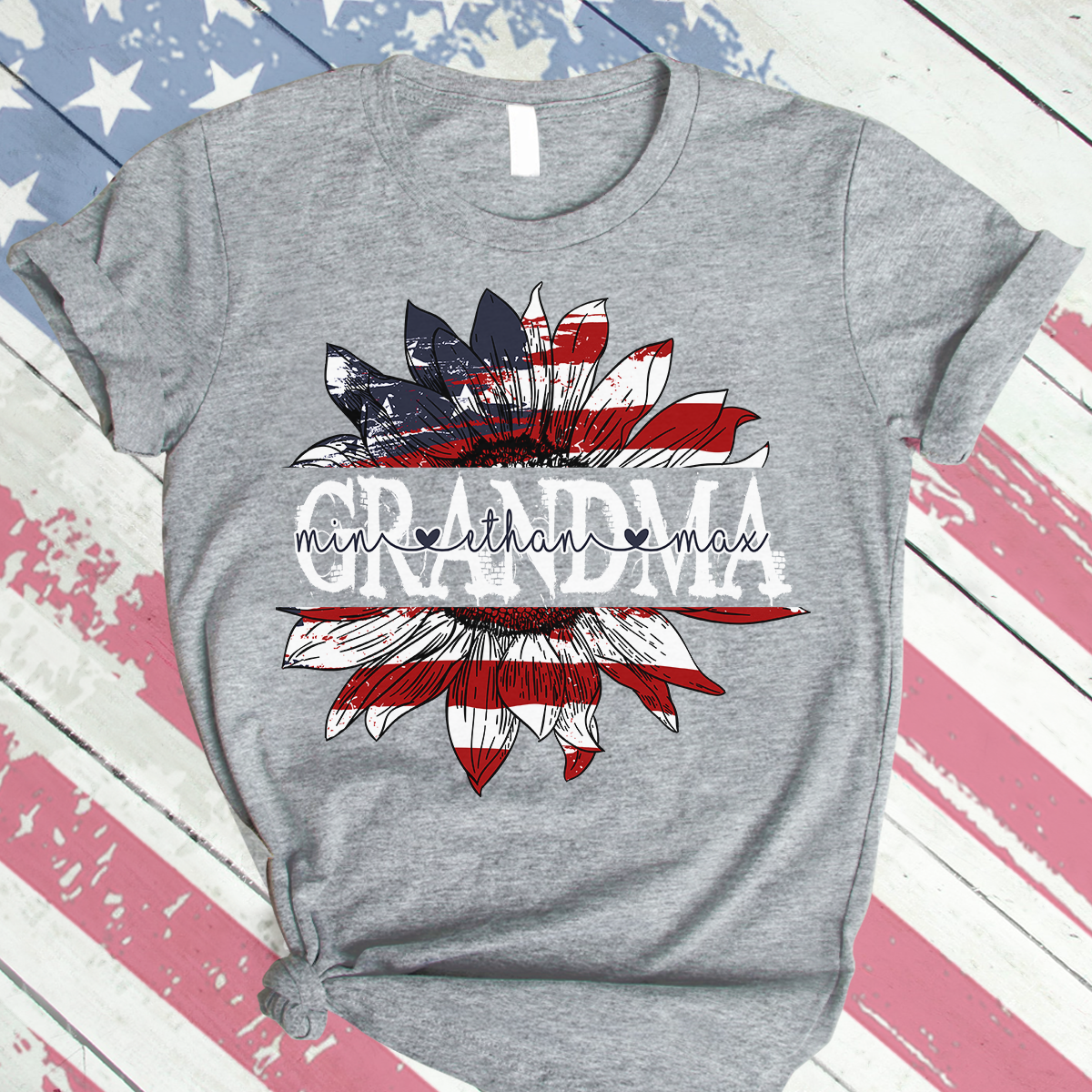 Personalized Love Grandma life 4th July American Flag Leopard T Shirt