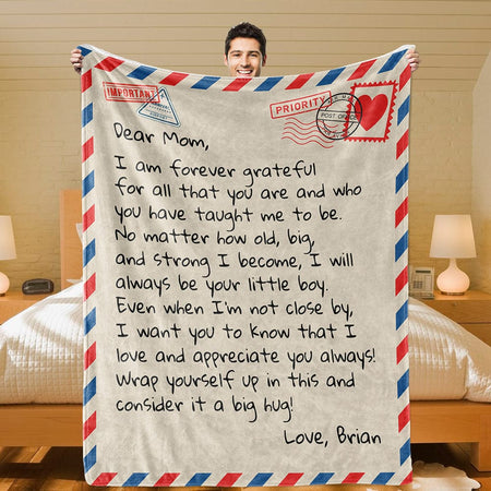 Dear Mom Blanket From Son - Personalized Giant Love Letter Blanket