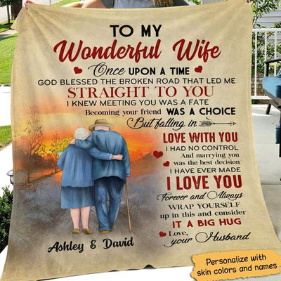 Personalized Blanket - To My Wonderful Wife Old Couple From Husband Valentines Day Christmas Birthday Anniversary Gift Gift For Her Him