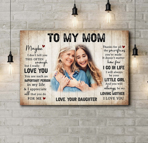 Personalized To My Mom Poem Gift For Mom From Daughter Mother s Day Gifts  Wall Art Canvas - Best Seller Shirts Design In Usa