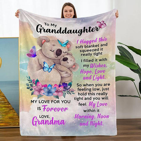 Personalized Blanket - Mother's Day Blanket - BEST MOM EVER - I LOVE YOU -  Pink (2D)