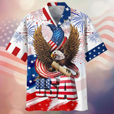 Custom Bowling Shirts for Men and Women - Eagles Bowling Team Shirts for Men and Women - Customized American Flag Designer Bowling Shirt